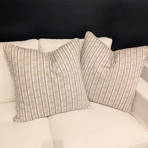 Striped Chevron Accent Pillow Pair in Cream and Tan